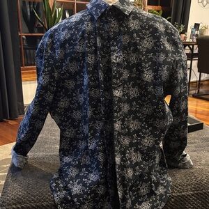 Express Black and White Floral Button Down Shirt